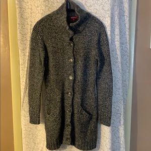 merona gray heathered long button down cardigan